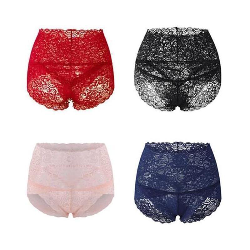 【4-piece set】 Seamless lace panties